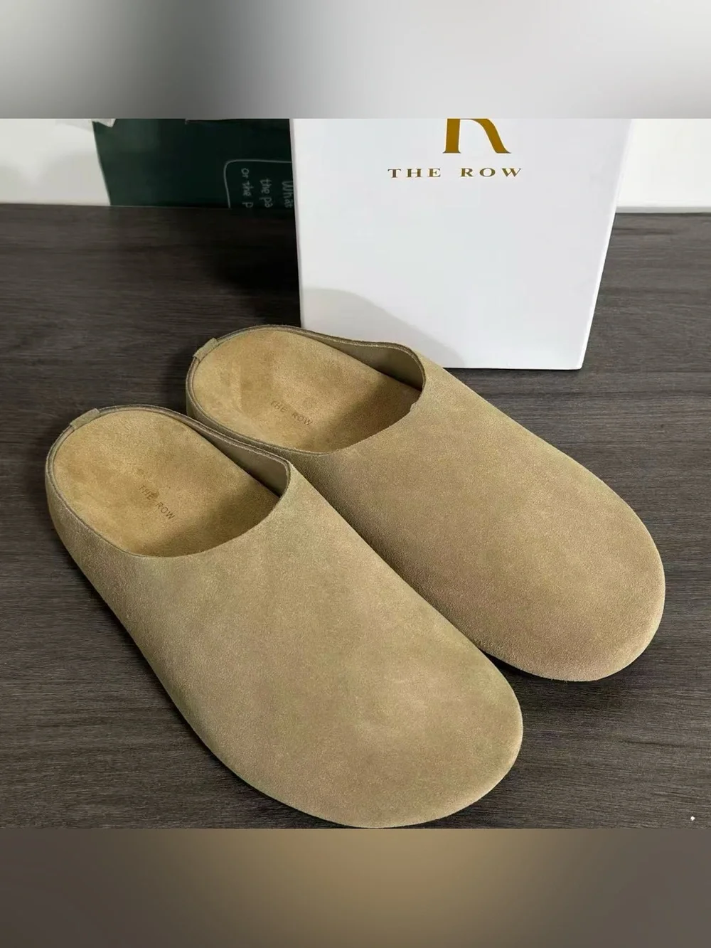 The Row Men's Suede Slip-On Mules in Taupe